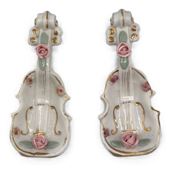 Vintage THAMES BONE CHINA FLOWER Violin Dish Made In Japan, Quantity 2 - Picture 1 of 4